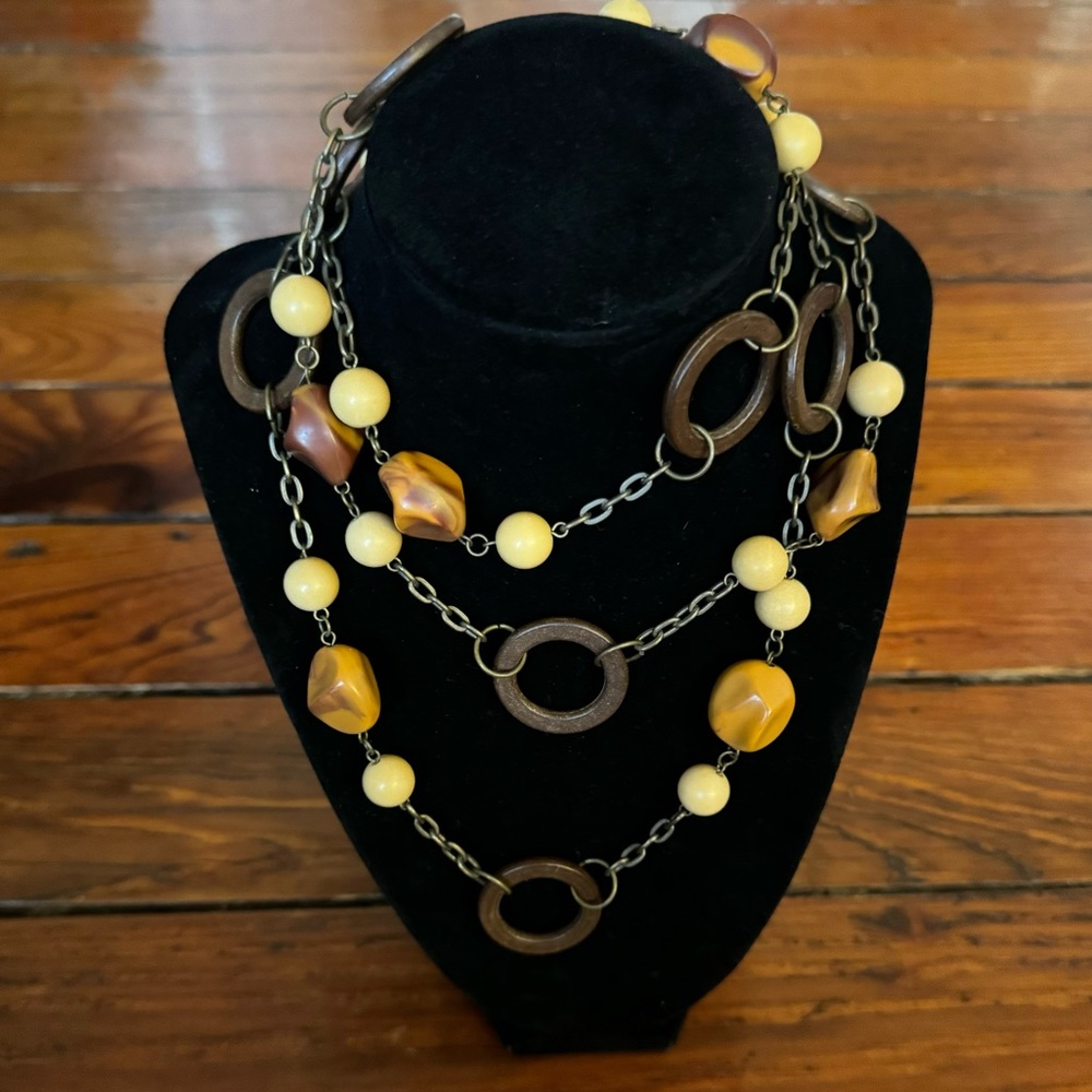 🧩 2/$20 Long Beaded & Circle Chain Necklace